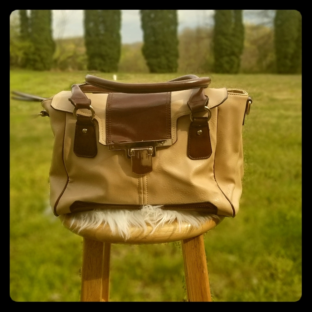 Faux Leather Medium Satchel Bag